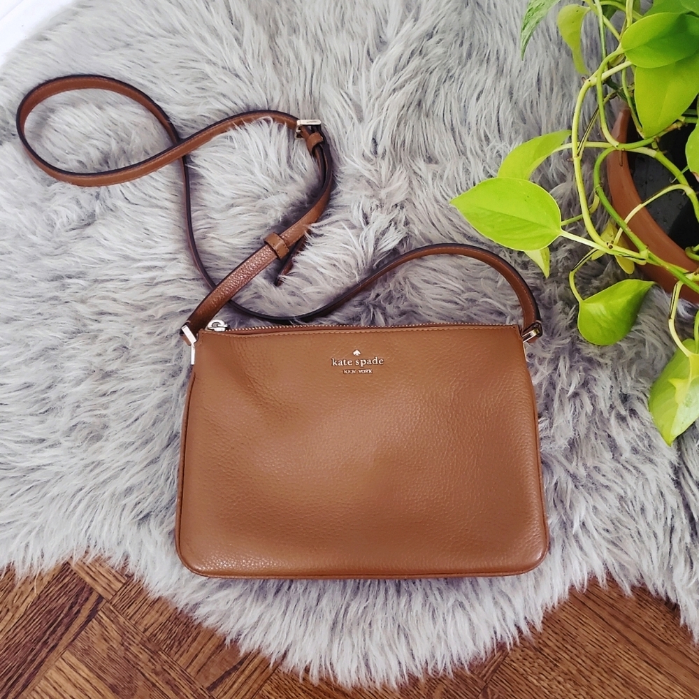 KATE SPADE "Leila" Tripple Gusset Warm Gingerbread Crossbody Bag